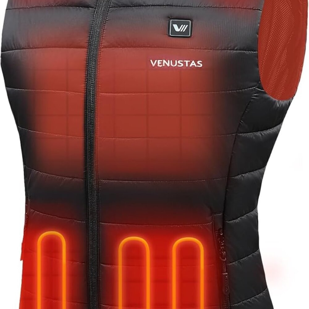 Luxury Women's Heated Vest - Lightweight Black Quilted with USB Charging, Large